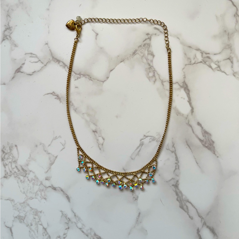 Betsey Johnson Necklace - gold/iridescent rhinestones